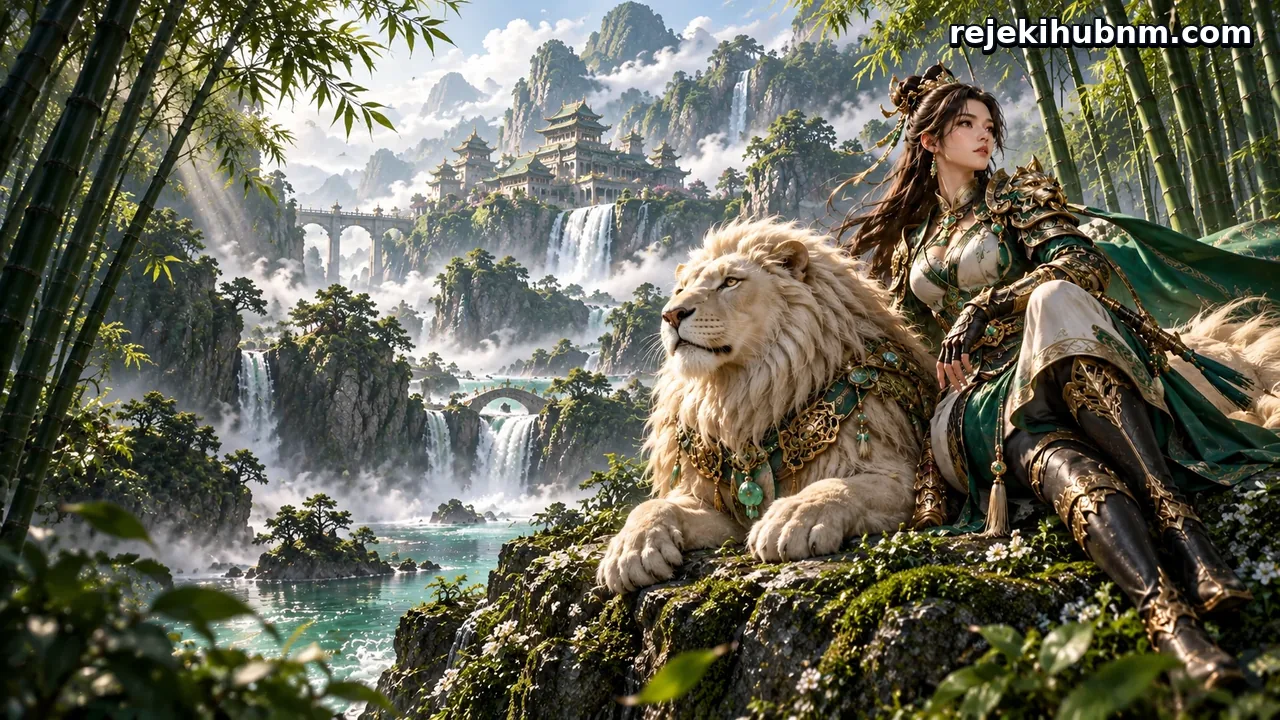 rejekihub — Penjaga Singa Gading bersama seekor singa putih